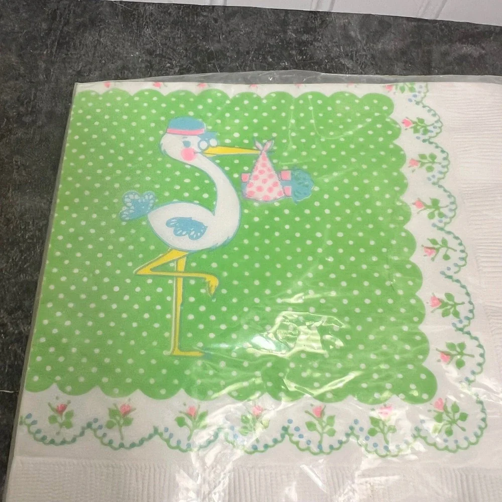 Vintage Hallmark Baby Shower Stork Paper Napkins | Sealed | Cottage Grandma
